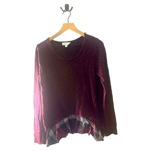 Cloud Chaser Tunic Top Plaid‎ Hem Long Sleeve Casual Pullover XL